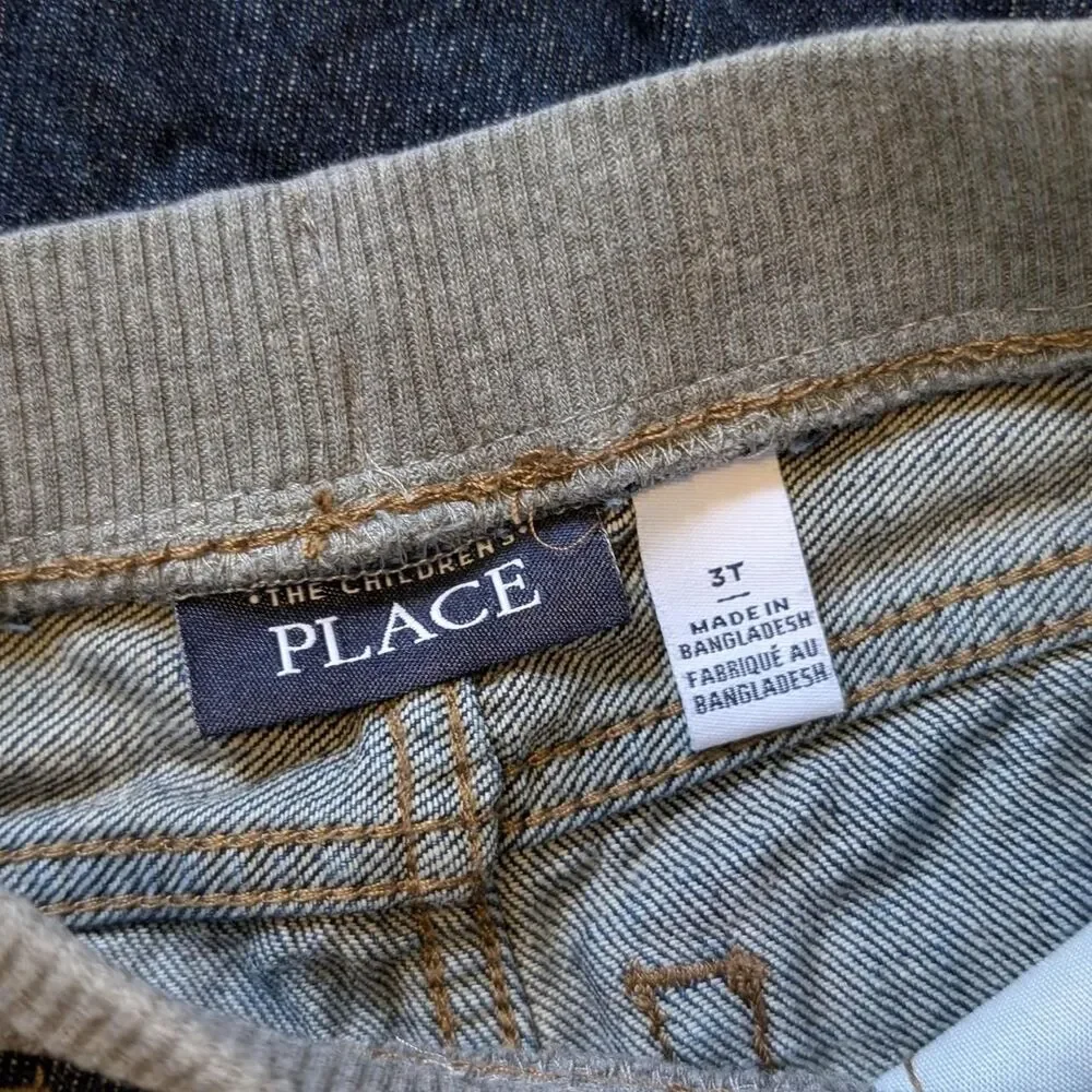 The Children's Place Boys Size 3T Blue Cotton Denim Straight Leg Pull On Jeans